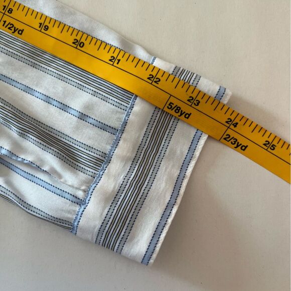 Express The City Shirt Size M White Black Blue Striped Long‎ Sleeve Button Up - Picture 12 of 13